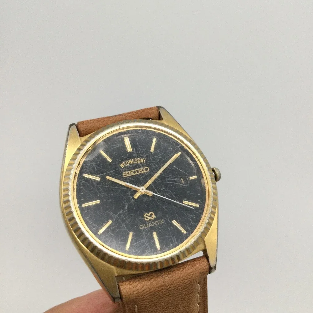 Vintage Seiko 5Y23-8A69 Mens Watch 36mm President Day Date SCRATCHED New Battery